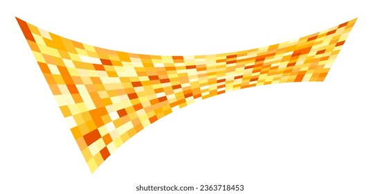 Patchwork quilt made of yellow cells. Quilted fabric. Square fields from bird's eye view autumn harvest. Checkered background with distorted squares Distortion chess pattern. Chessboard surface flag