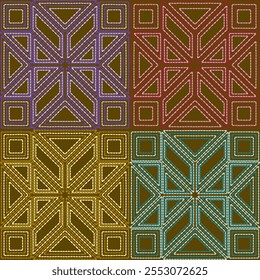 Patchwork Acolchado Ilustraciones Bordado Patrón de Tela Aguja Trabajo Puntada Sin Costura Geométrica Cultura Abstracta Decorativa Dibujado a Mano Tribal Impreso Línea de Plantilla Fondo de pantalla Cultura Bordado Costura
