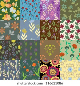 Patchwork of seamless floral patterns