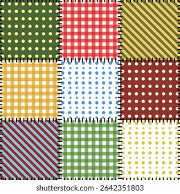 Patchwork seamless pattern. Estampa para São joão e festa junina. Picnic colorful pattern. Patchwork wallpaper