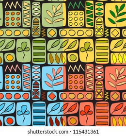 Patchwork seamless pattern, four colors set, vector