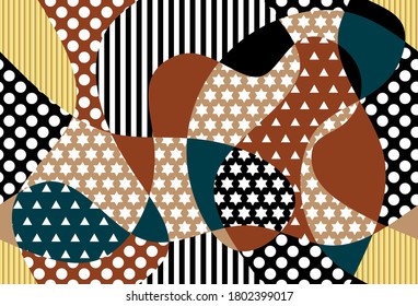 Patchwork seamless pattern with geometric ornaments.Stylish print for fabric and textile.EPS10 Illustration.