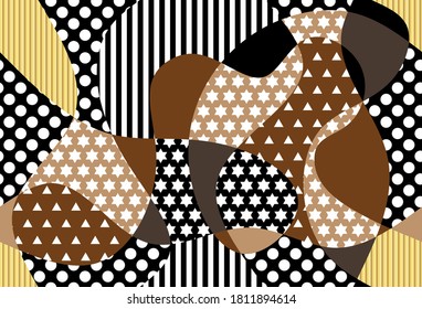 Patchwork seamless pattern with geometric ornaments.Stylish print for fabric and textile.EPS10 Illustration.