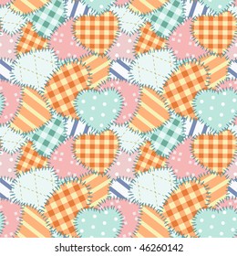 Patchwork seamless pattern with hearts