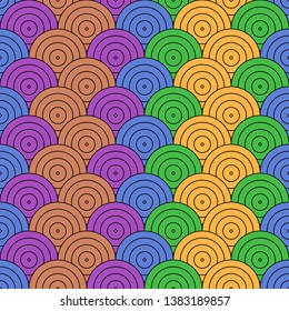 Patchwork seamless pattern of multicolored scales. Vector design.