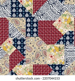 patchwork seamless pattern on background