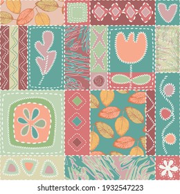 Patchwork Seamless Pattern. Vector Background.