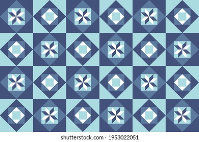 patchwork, seamless pattern. vector illustration. rustic blue background, blanket texture.