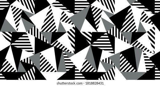 Patchwork seamless triangle pattern with geometric ornaments.Stylish print for fabric  and textile.EPS10 Illustration.