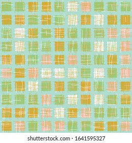 patchwork squares geometric seamless vector pattern in pastel colors