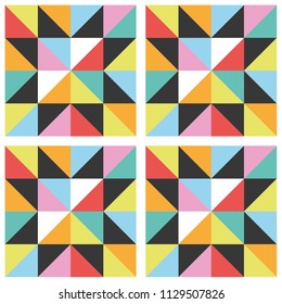 Patchwork star seamless pattern. Vector illustration.