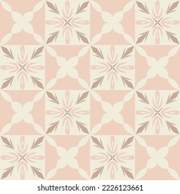Patchwork style square ceramic tile, beige pink pastel color, minimalist pattern
