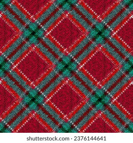 Patchwork textile pattern. Seamless plaid design background. Merry Christmas cozy pattern.