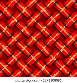 Patchwork textile pattern. Seamless plaid design background. Merry Christmas cozy pattern.