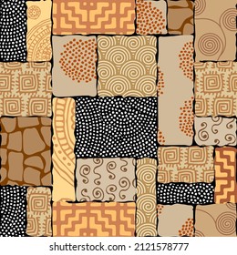 Patchwork textile pattern. Seamless quilting design background.