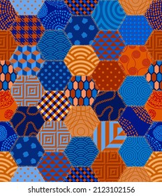 Patchwork textile pattern. Seamless quilting design background.