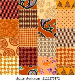 Patchwork textile pattern. Seamless quilting design background.