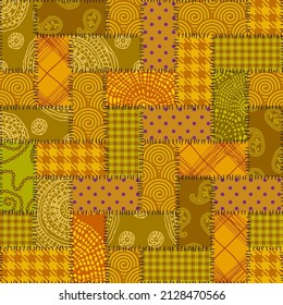 Patchwork textile pattern. Seamless quilting design background.