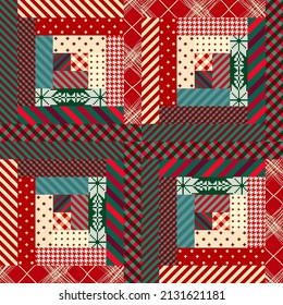 Patchwork textile pattern. Seamless quilting design background.