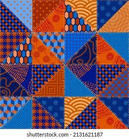 Patchwork textile pattern. Seamless quilting design background.