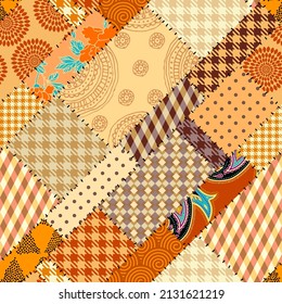 Patchwork textile pattern. Seamless quilting design background.