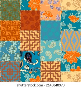 Patchwork textile pattern. Seamless quilting design background.
