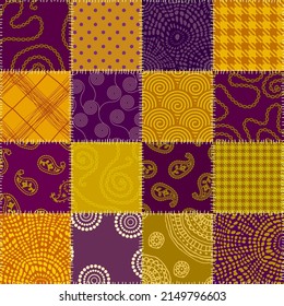 Patchwork textile pattern. Seamless quilting design background.