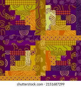 Patchwork textile pattern. Seamless quilting design background.