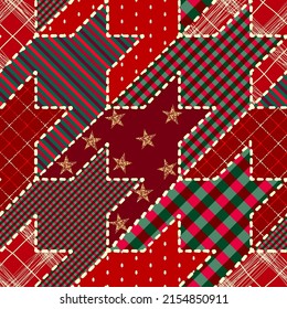 Patchwork textile pattern. Seamless quilting design background.