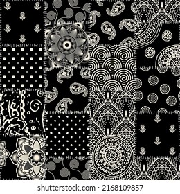 Patchwork textile pattern. Seamless quilting design background.