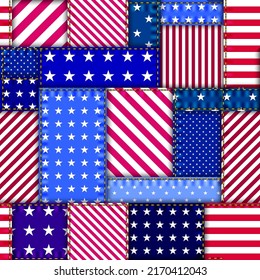 Patchwork textile pattern. Seamless quilting design background.