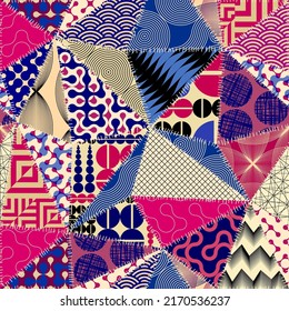 Patchwork textile pattern. Seamless quilting design background.