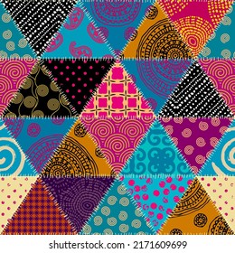 Patchwork textile pattern. Seamless quilting design background.