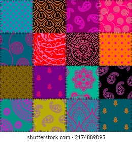 Patchwork textile pattern. Seamless quilting design background.