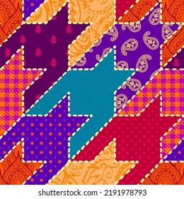 Patchwork textile pattern. Seamless quilting design background.