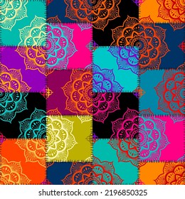 Patchwork textile pattern. Seamless quilting design background.