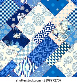 Patchwork textile pattern. Seamless quilting design background.