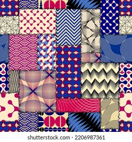 Patchwork textile pattern. Seamless quilting design background.