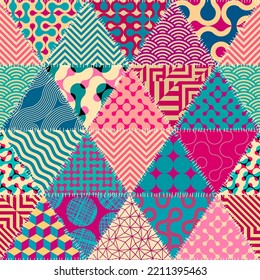 Patchwork textile pattern. Seamless quilting design background.