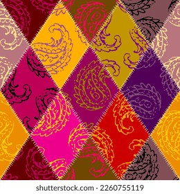 Patchwork textile pattern. Seamless quilting design background.