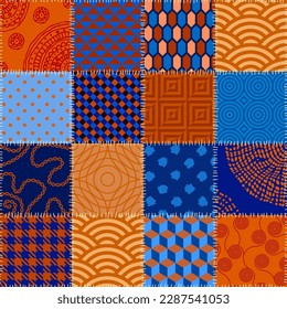 Patchwork textile pattern. Seamless quilting design background.