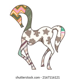 Patchwork toy animal, horse , vector