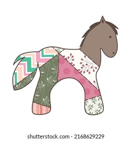 Patchwork toy animal, horse, vector