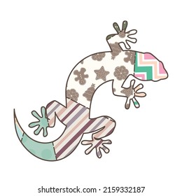 Patchwork toy animal, lizard, vector