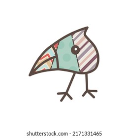 Patchwork toy animal, raven vector