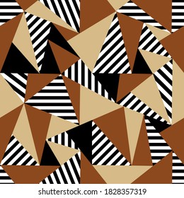 Patchwork triangle pattern with geometric ornaments.Stylish print for fabric,scarf and textile.EPS10 Illustration.