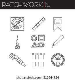 Patchwork - vector collection. Set of linear style. Abstract illustration.