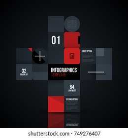 Patchwork vertical rectangle template in dark corporate style on black background