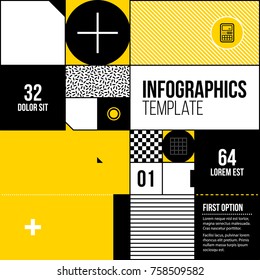 Patchwork/mosaic background template in fancy geometric style on bright yellow background