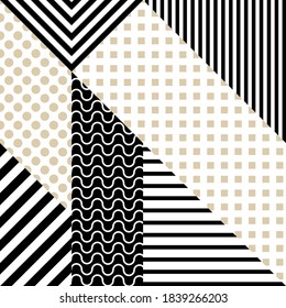 Patcwork pattern with geometric ornaments.Vector design patch for print and backgrounds.